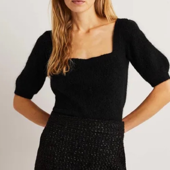 Boden Sweaters - NWT - Boden - Fluffy Jumper Short Sleeve Black Sweater - Size Medium NEW